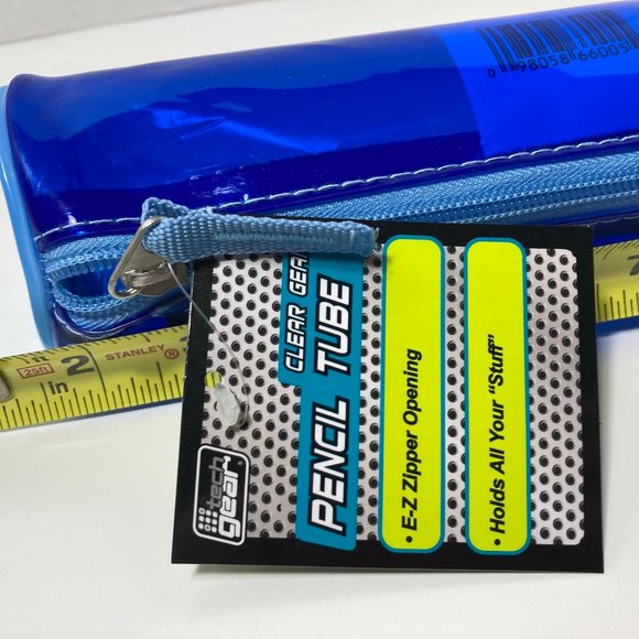 5 Blue Makeup Bag Pencil Zipper Organizer Tube - Picture 6 of 9